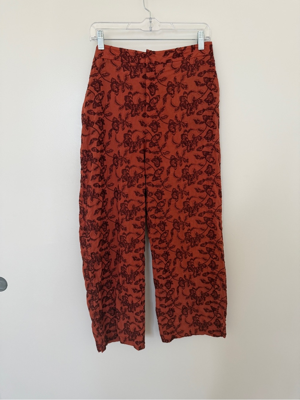 Zara Rust Floral Wide-Leg Pants